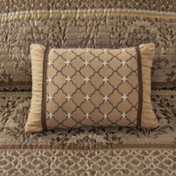 Madison Park Mirage 6pc Polyester Jacquard Quilted Coverlet Bedding Set Brown/gold -QUILTS Sales unnamed file 4811