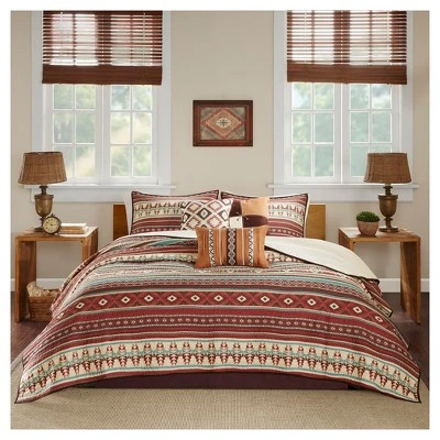 Madison Park Duncan Printed Quilt Set 6pc Spice 3 Madison Park Duncan Printed Quilt Set 6pc Spice
