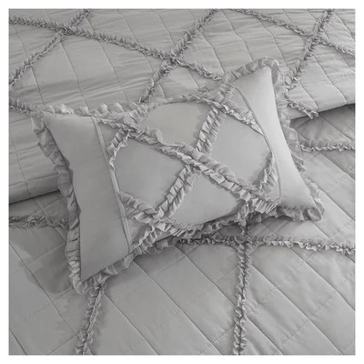Madison Park Gray Robin Quilt Set (Full/Queen) 6 Madison Park Gray Robin Quilt Set (Full/Queen) - Image 4