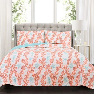 Lush Decor Blue Dina Coral Quilt Set - Lush Décor 6 Lush Decor Blue Dina Coral Quilt Set - Lush Décor - Image 4