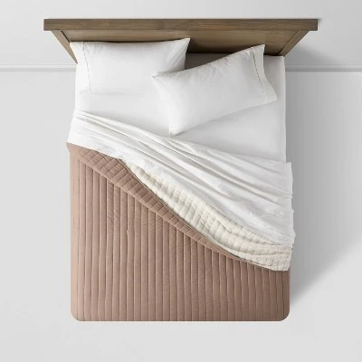 Reversible Faux Fur & Flannel Quilt - Threshold™ Cream 4 Reversible Faux Fur & Flannel Quilt - Threshold™ Cream - Image 2