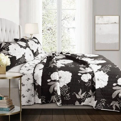 Lush Decor Zinnia Floral Quilt Set - Lush Décor Black/gold 3 Lush Decor Zinnia Floral Quilt Set - Lush Décor Black/gold