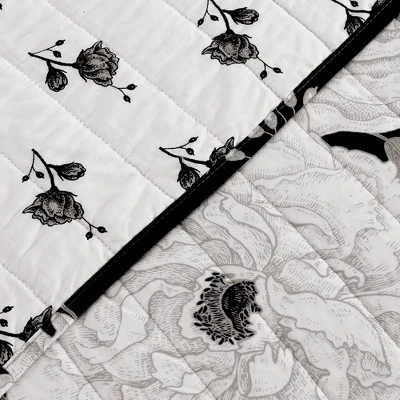 Lush Decor Zinnia Floral Quilt Set - Lush Décor Black/gold 4 Lush Decor Zinnia Floral Quilt Set - Lush Décor Black/gold - Image 2