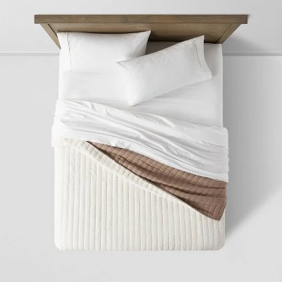 Reversible Faux Fur & Flannel Quilt - Threshold™ Cream 5 Reversible Faux Fur & Flannel Quilt - Threshold™ Cream - Image 3