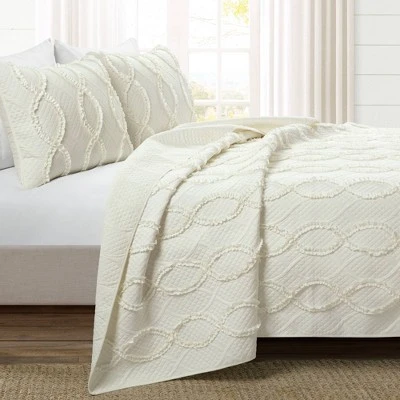 Lush Decor 3pc Avon Textured Ruffle Quilt Set - Lush Décor White 3 Lush Decor 3pc Avon Textured Ruffle Quilt Set - Lush Décor White