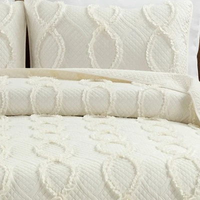 Lush Decor 3pc Avon Textured Ruffle Quilt Set - Lush Décor White 4 Lush Decor 3pc Avon Textured Ruffle Quilt Set - Lush Décor White - Image 2