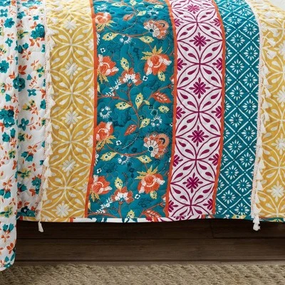 Lush Decor Emily Boho Stripe Reversible Quilt & Sham Set Turquoise - Lush Décor 4 Lush Decor Emily Boho Stripe Reversible Quilt & Sham Set Turquoise - Lush Décor - Image 2