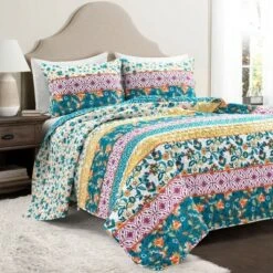 Lush Decor Emily Boho Stripe Reversible Quilt & Sham Set Turquoise - Lush Décor 14 Lush Decor Emily Boho Stripe Reversible Quilt & Sham Set Turquoise - Lush Décor -QUILTS Sales unnamed file 4972