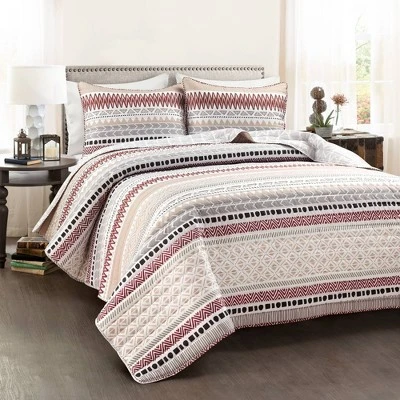 Lush Decor Southwest Stripe Quilt & Sham Set Red/Neutral - Lush Décor 9 Lush Decor Southwest Stripe Quilt & Sham Set Red/Neutral - Lush Décor - Image 7