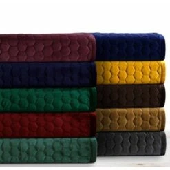 Lugano Honeycomb Velvet Oversized Solid Quilt Set - Tribeca Living Burgundy
