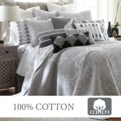 Carlisle Grey Quilt and Pillow Sham Set - Levtex Home -QUILTS Sales unnamed file 5071