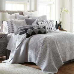 Carlisle Grey Quilt and Pillow Sham Set - Levtex Home -QUILTS Sales unnamed file 5075