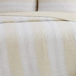 Cottage Classics Farmhouse Stripe Quilt Set Tan