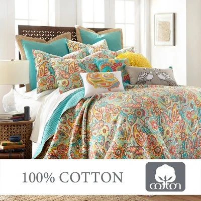 Palisades Paisley Quilt Set - Full/Queen Quilt and Two Standard Pillow Shams Teal - Levtex Home 5 Palisades Paisley Quilt Set - Full/Queen Quilt and Two Standard Pillow Shams Teal - Levtex Home - Image 3