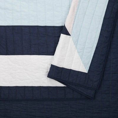 Ampersand for Makers Collective 3pc Diamond Patchwork Quilt & Sham Set Blue 6 Ampersand for Makers Collective 3pc Diamond Patchwork Quilt & Sham Set Blue - Image 4
