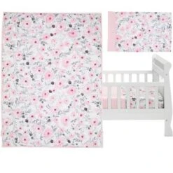 Bedtime Originals Blossom 4-Piece Toddler Bedding Set - Pink, Garden, Floral