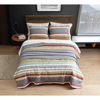 Gray Stripe Salmon Ladder Quilt Set - Eddie Bauer® 5 Gray Stripe Salmon Ladder Quilt Set - Eddie Bauer® - Image 3