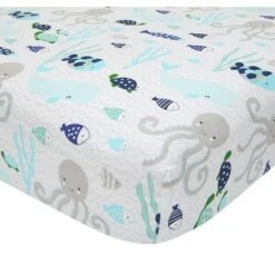 Lambs & Ivy Oceania 6-Piece Baby Crib Bedding Set - Blue Ocean, Nautical, Aquatic, Whale, Octopus Theme