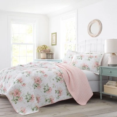 Honeysuckle Reversible Quilt Set Pink - Laura Ashley 7 Honeysuckle Reversible Quilt Set Pink - Laura Ashley - Image 5