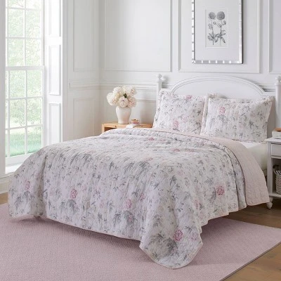 Pink Breezy Floral Quilt Set - Laura Ashley 4 Pink Breezy Floral Quilt Set - Laura Ashley - Image 2