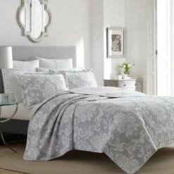 Venetia Reversible Quilt Set - Laura Ashley Gray