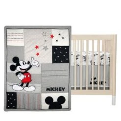 Lambs & Ivy Disney Baby Magical Mickey Mouse 3-Piece Crib Bedding Set - Gray