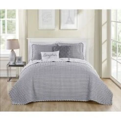 Paris Night Reversible Quilt Set Taupe - VCNY