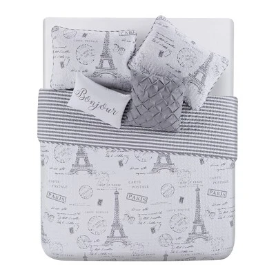 Paris Night Reversible Quilt Set Taupe - VCNY 5 Paris Night Reversible Quilt Set Taupe - VCNY - Image 3