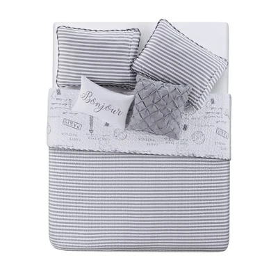 Paris Night Reversible Quilt Set Taupe - VCNY 6 Paris Night Reversible Quilt Set Taupe - VCNY - Image 4