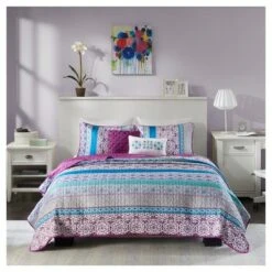 Intelligent Design Callie Printed Quilt Set Purple