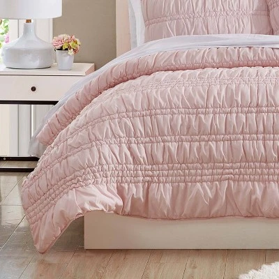 Scrunch Stripe Microfiber Quilt & Sham Set - Poppy & Fritz Pink 8 Scrunch Stripe Microfiber Quilt & Sham Set - Poppy & Fritz Pink - Image 6