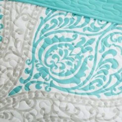 Intelligent Design Chelsea Damask Quilted Coverlet Set Aqua -QUILTS Sales unnamed file 943