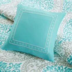 Intelligent Design Chelsea Damask Quilted Coverlet Set Aqua -QUILTS Sales unnamed file 945