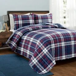 Lush Decor Grayson Farmhouse Plaid Reversible Quilt Set Navy/Red - Lush Décor -QUILTS Sales unnamed file 984